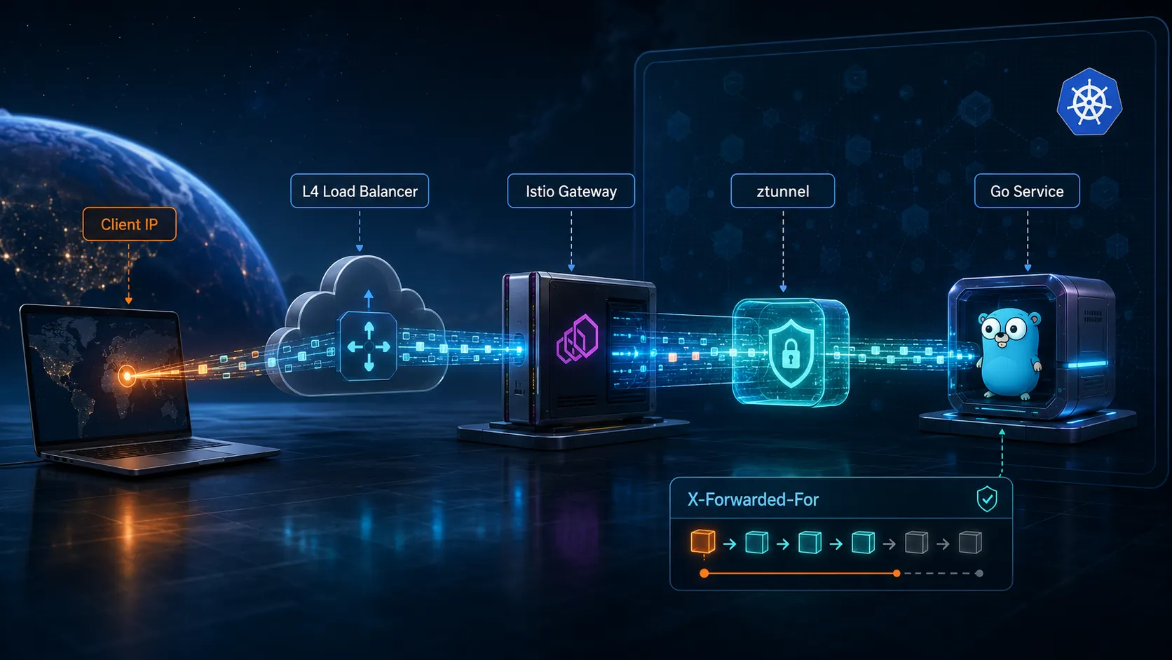 Real Client IP Behind Istio Ambient Gateway: Secure X-Forwarded-For in Go